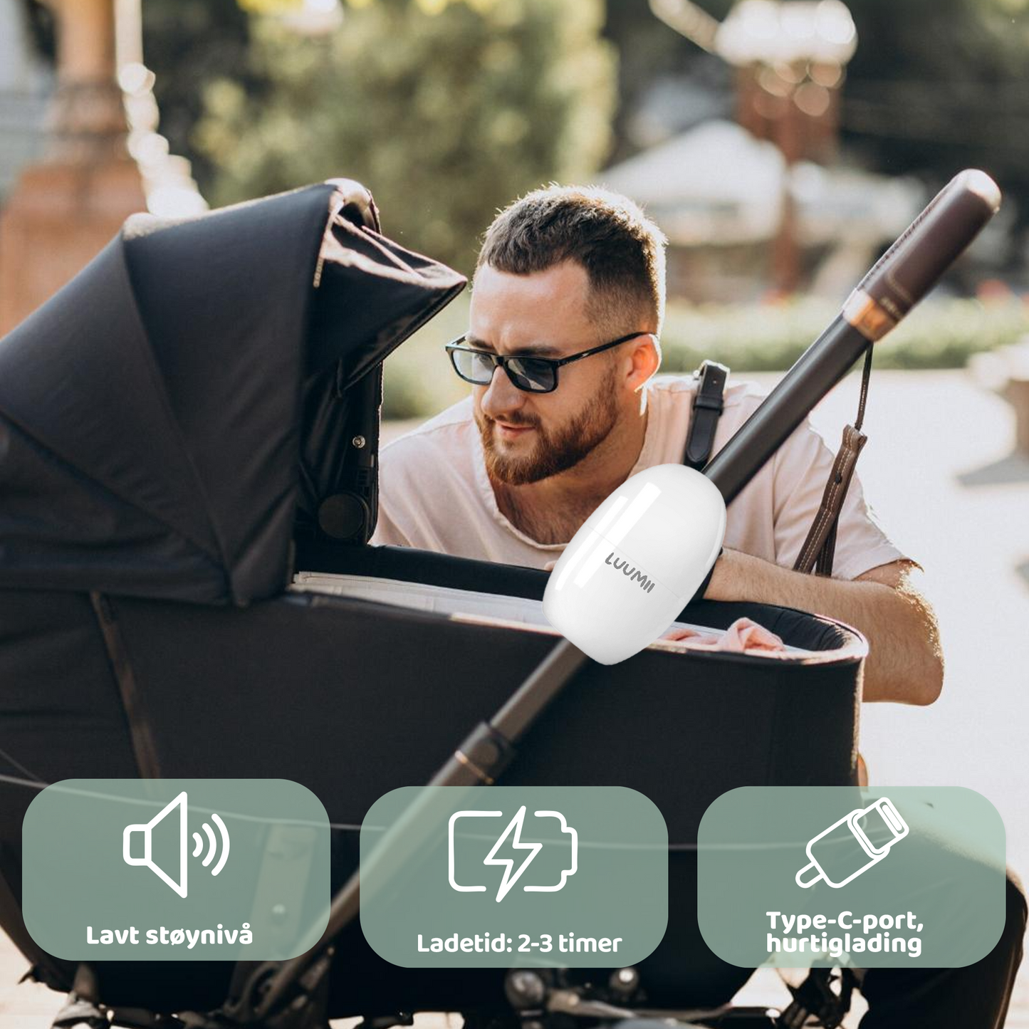 Luumii Babyro Sett – Rocker og Bærbar White Noise Maskin for bedre søvn