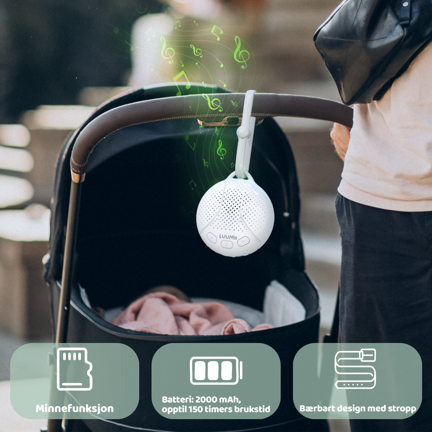 Luumii BabyGo Pust og Ro Pakke – Elektrisk BabyGo Nesesuger og White Noise Maskin