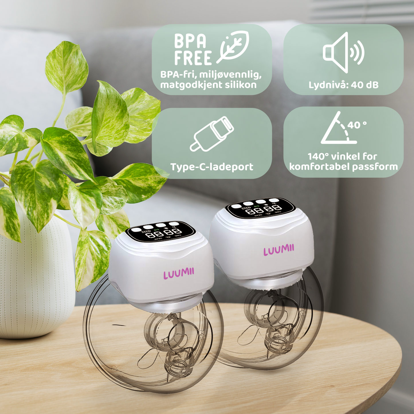 Luumii Søvn & Ammesett – Luumii Dobbel Elektrisk Brystpumpe og white noise maskin