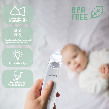 Luumii BabyGo Pust og Ro Pakke – Elektrisk BabyGo Nesesuger og White Noise Maskin