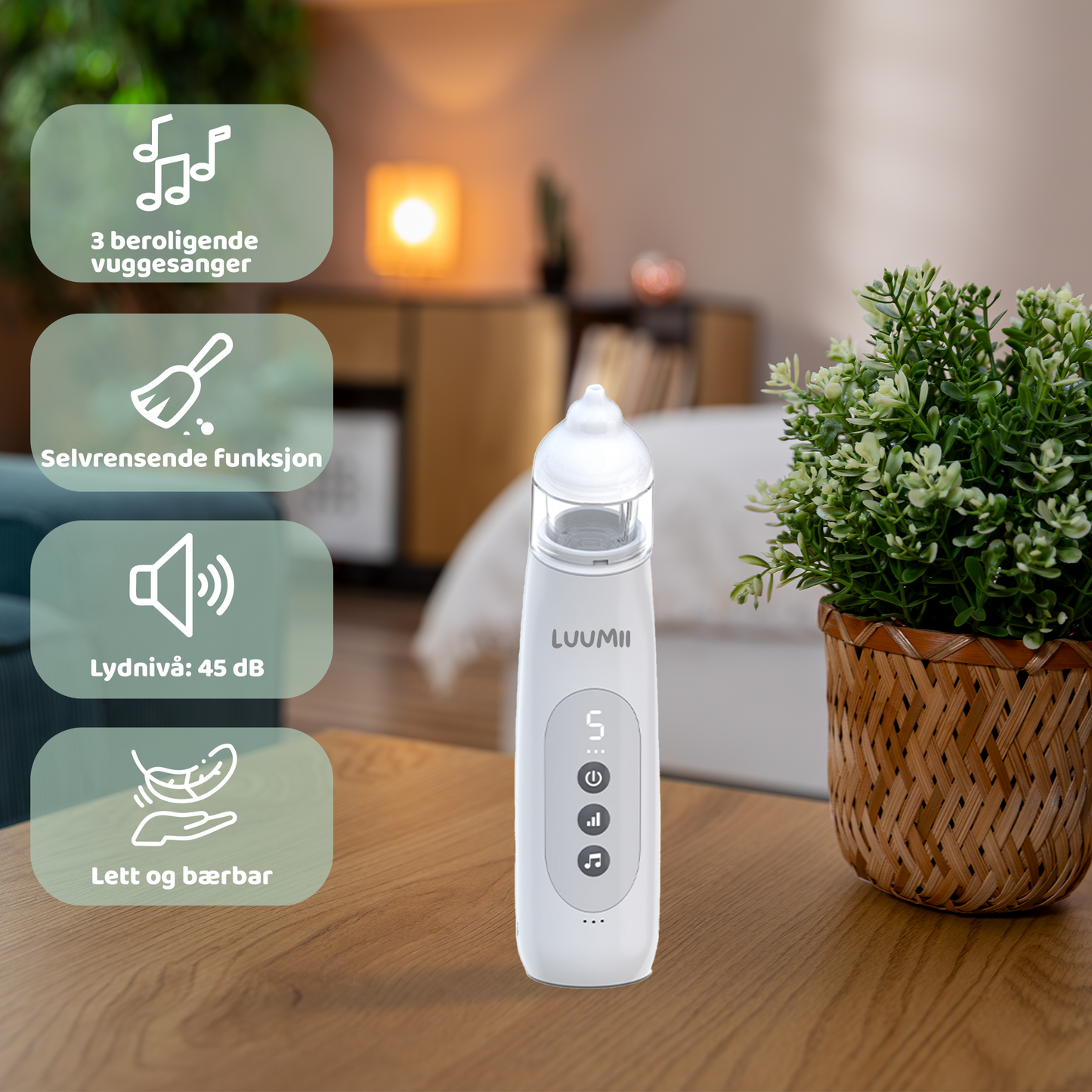 Luumii BabyGo Pust og Ro Pakke – Elektrisk BabyGo Nesesuger og White Noise Maskin