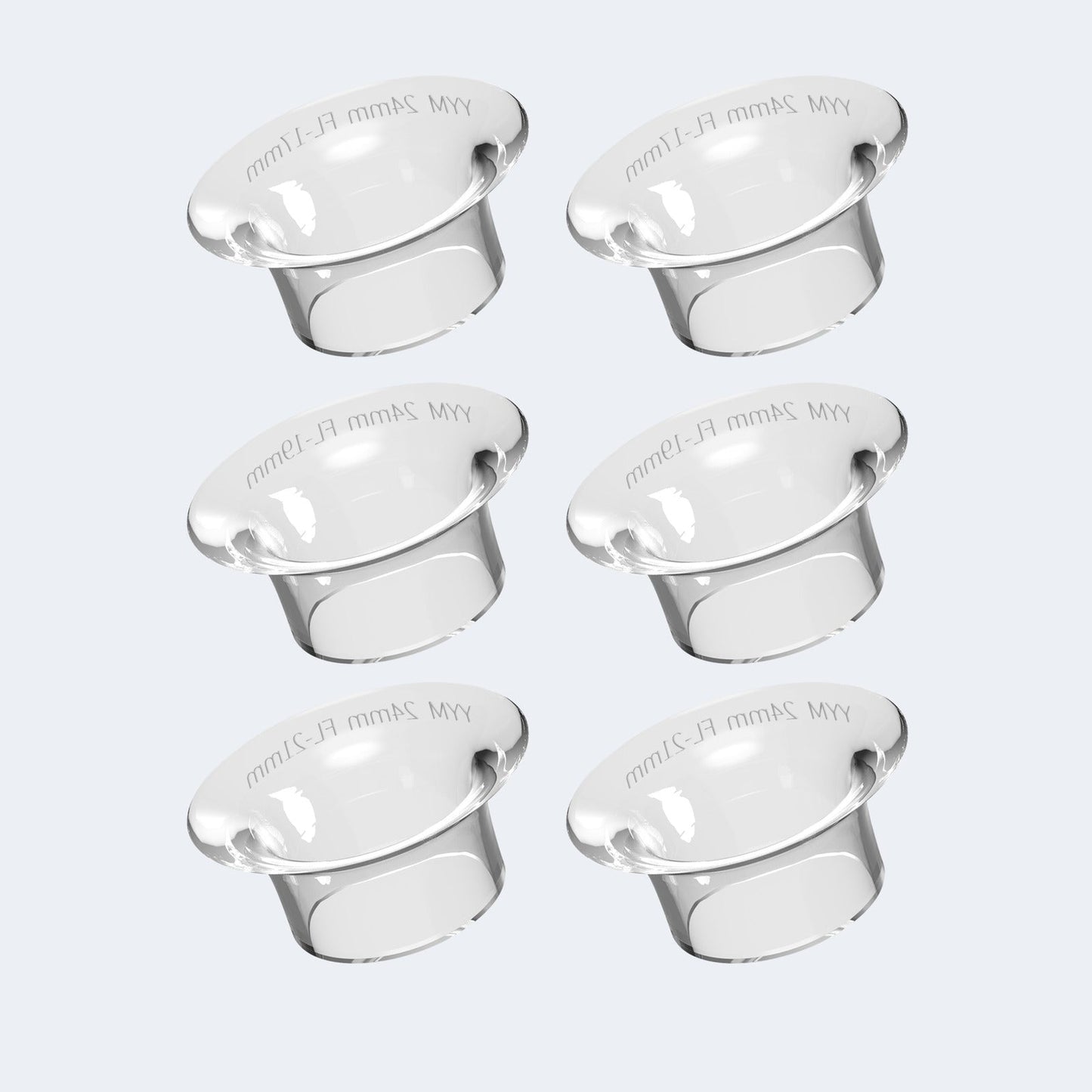 Dobbelt sett med flensinnsatser i 17, 19 og 21 mm – reservedeler til Luumii brystpumpe