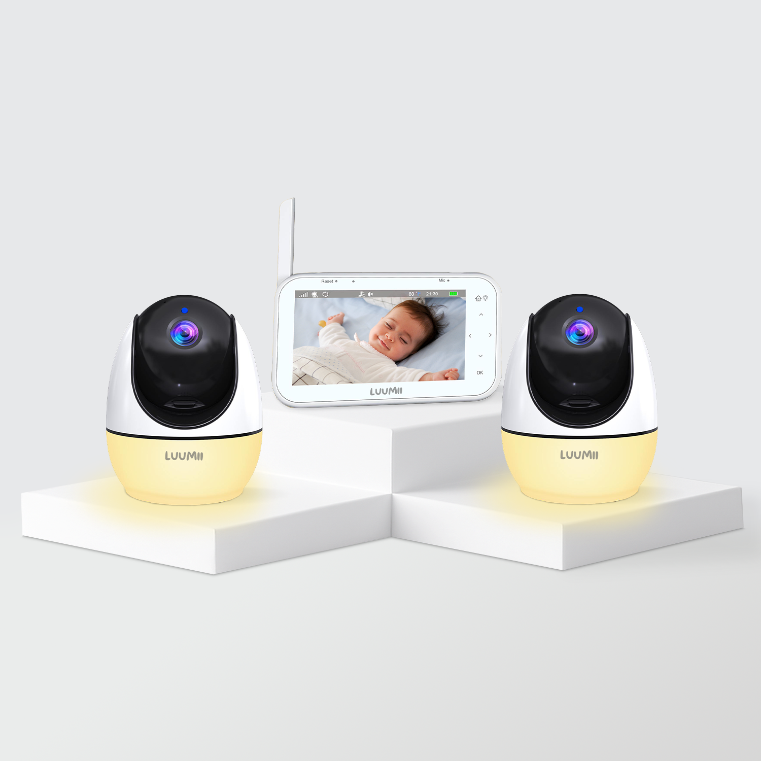 Luumii Babymonitor med Nattlys – 2 Kameraer