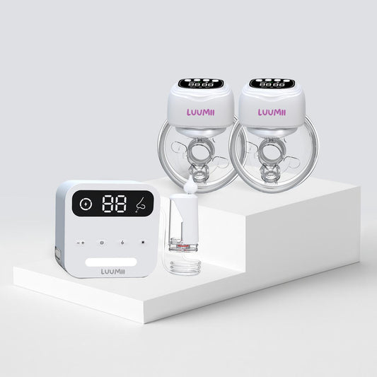 Luumii Babypleiepakke – Luumii Dobbel Elektrisk Brystpumpe og Desktop Elektrisk Nesesuger med lang batteritid