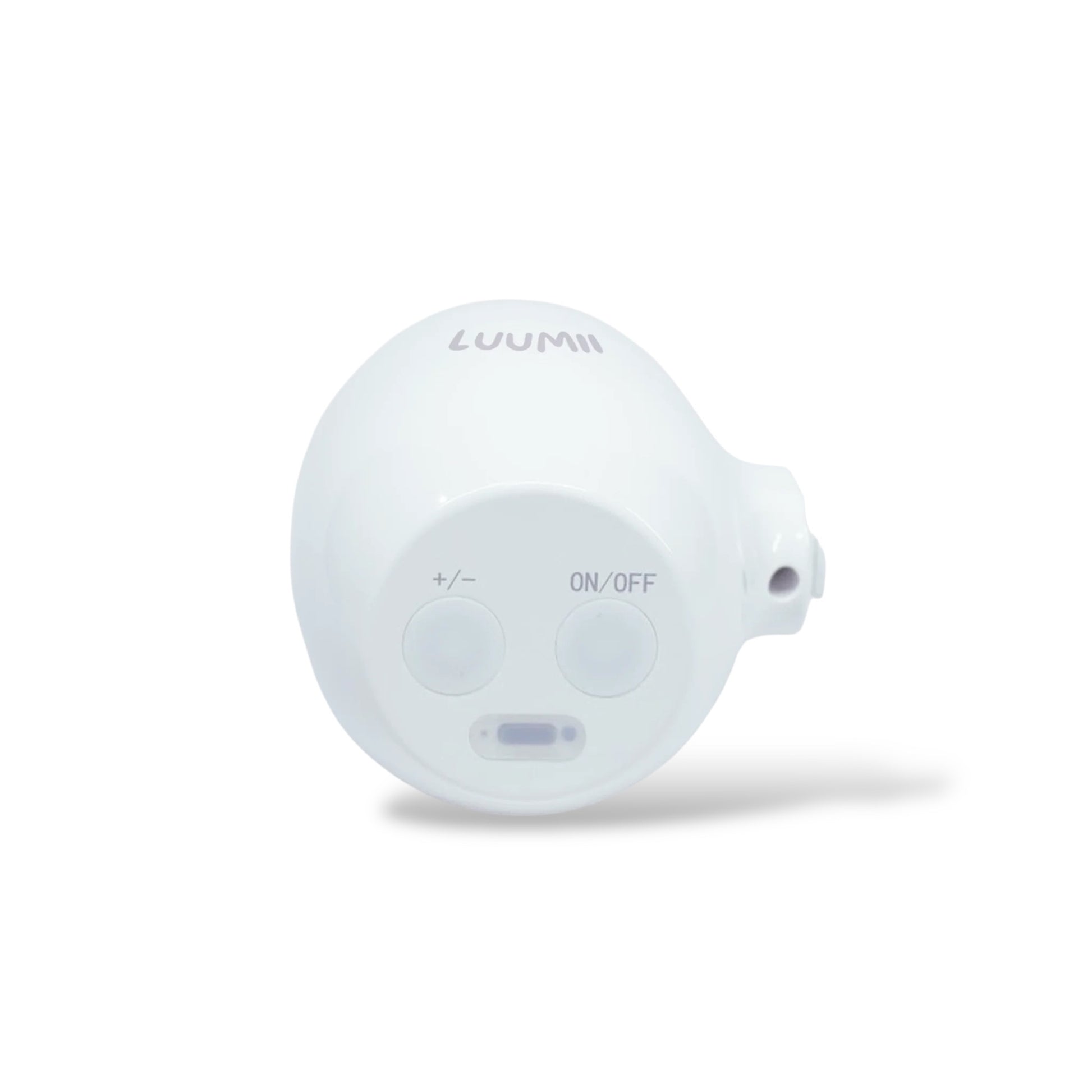 Nedre del av Luumii Baby Rocker med kontrollknapper og ladeport