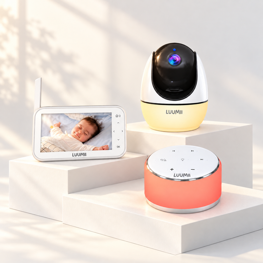 Luumii Søvn- og Trygghetspakke – Babymonitor med nattlys  og White Noise Maskin med fargelys