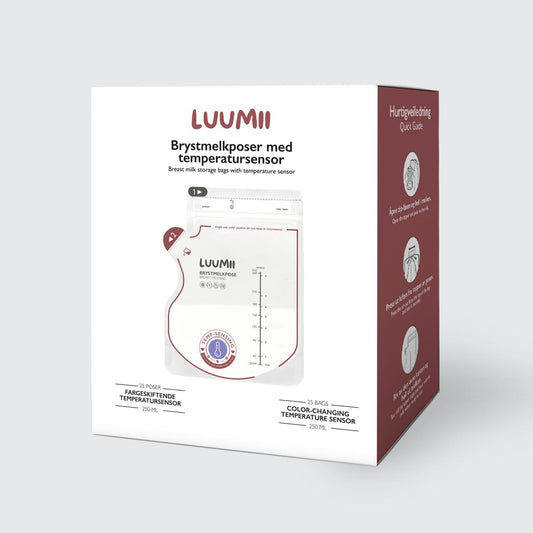 Luumii brystmelkposer med temperatursensor 250 ml – pakke med 25 poser