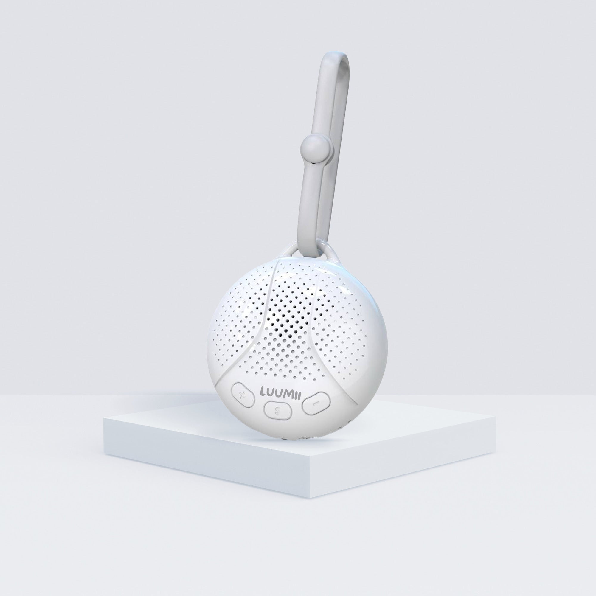 Luumii bærbar white noise maskin med krok for enkel feste på barnevogn eller seng