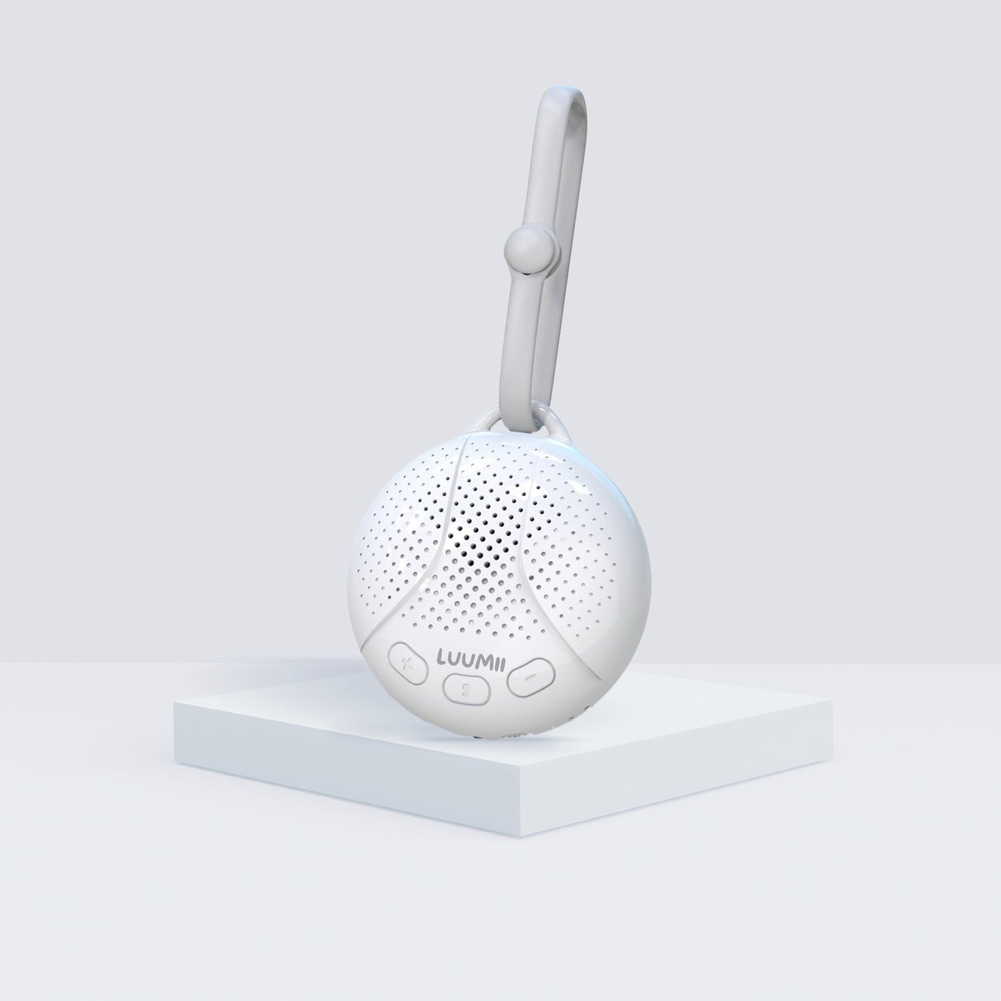 Luumii bærbar white noise maskin med krok for enkel feste på barnevogn eller seng