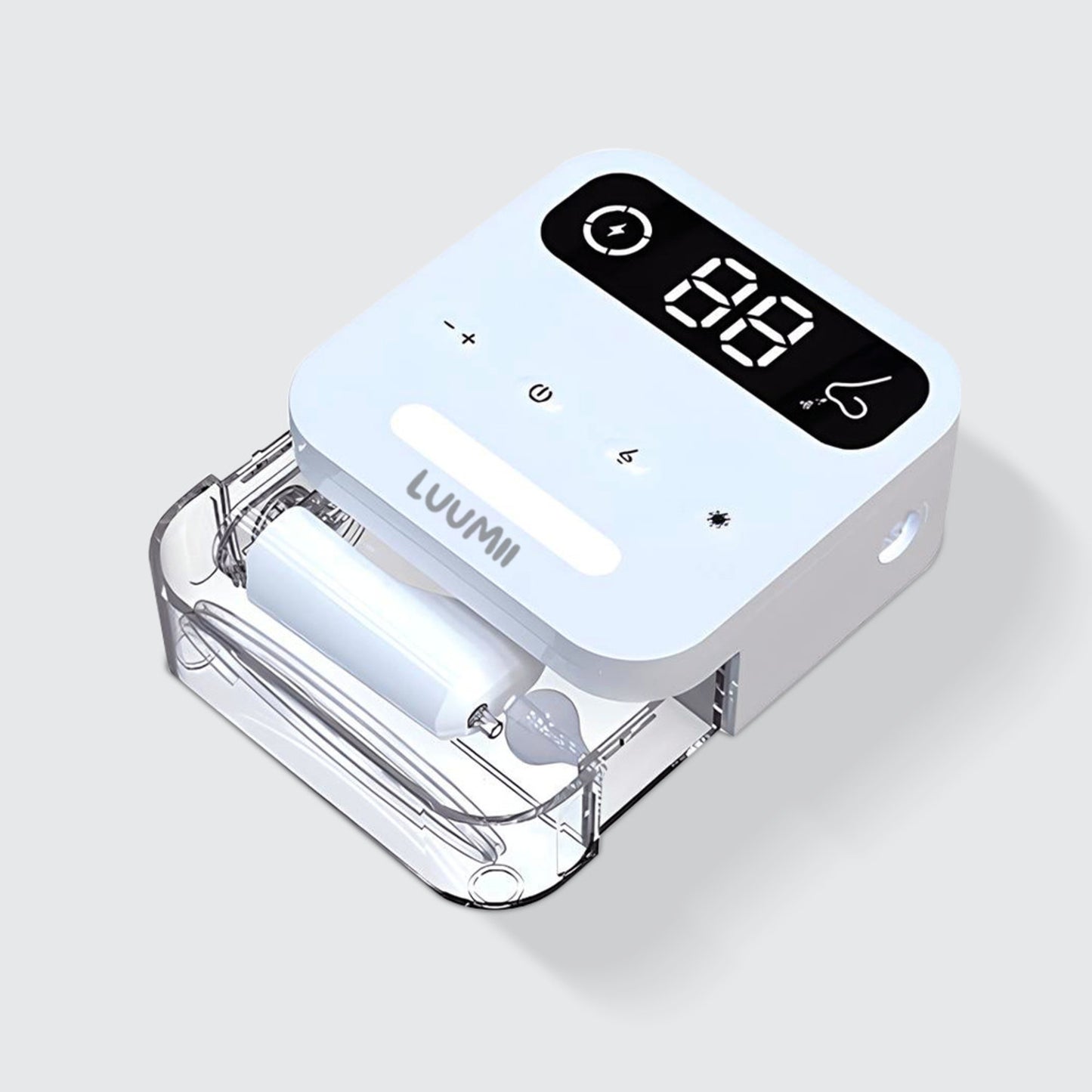 Luumii Desktop elektrisk nesesuger med integrert oppbevaringsskuff for sugeenheten