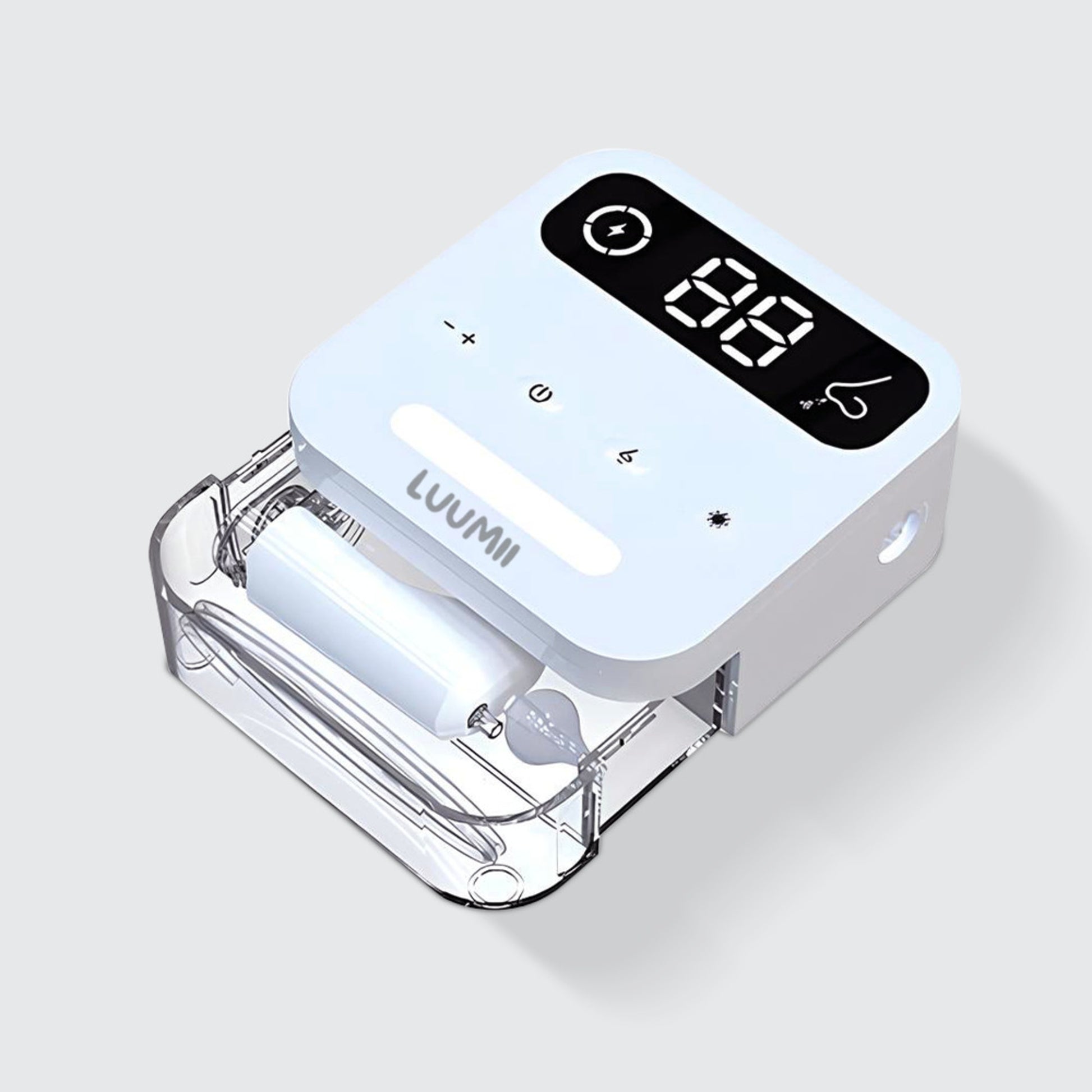 Luumii Desktop elektrisk nesesuger med integrert oppbevaringsskuff for sugeenheten